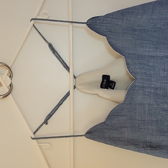 J Crew Chambray Scalloped Cami Top Size 4 - Picture 4 of 5
